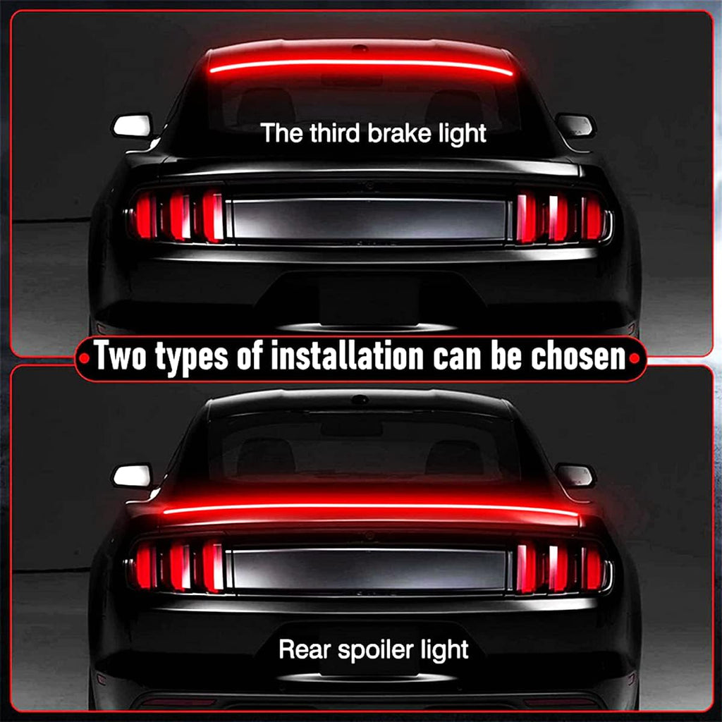 Universal Exterior Rear Roof Spoiler Tail Wing Splitter Carbon Fiber Accessories LED Strip Lights for Cars Driving Brake Turn Signal Running Warning Trim Lamp - VelosoleUniversal Exterior Rear Roof Spoiler Tail Wing Splitter Carbon Fiber Accessories LED Strip Lights for Cars Driving Brake Turn Signal Running Warning Trim Lampcar - accessories